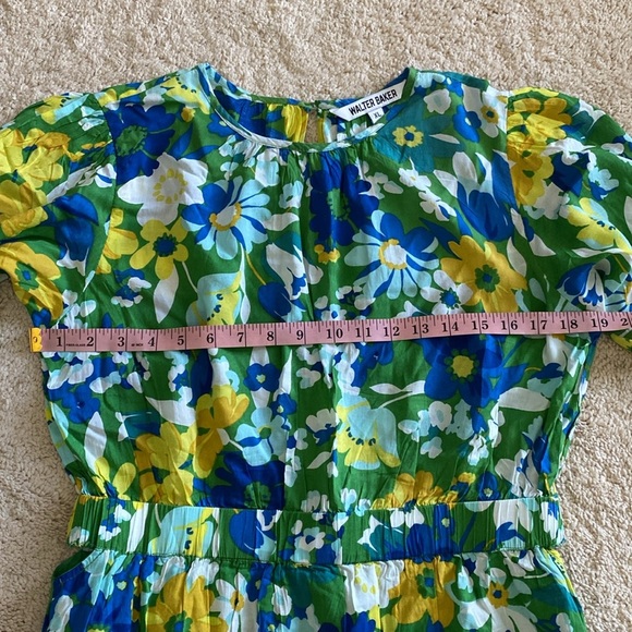 Walter Baker Kasey Dress Floral Mini Ruffle Hem Short Sleeves Size XL - Picture 11 of 16